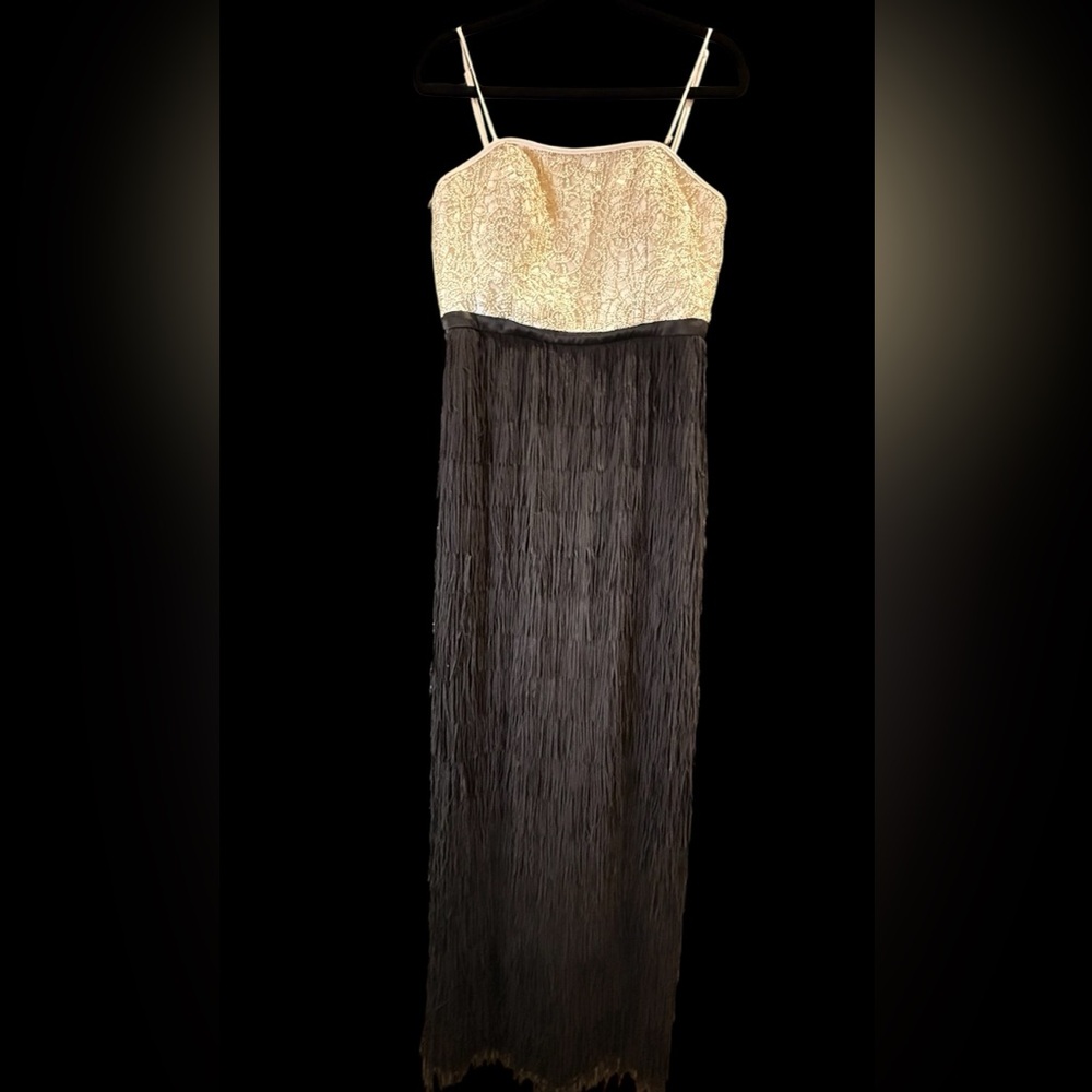 Nicole Miller Cream and Black Maxi Dress